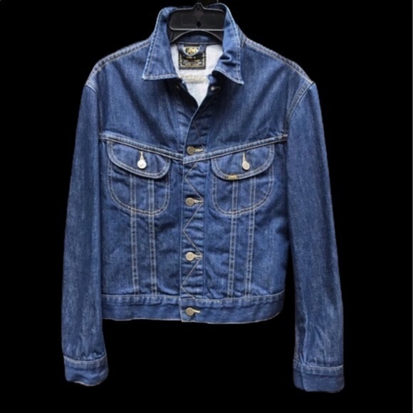 VINTAGE Lee Blue  Denim Button Up Jean Jacket Large - Picture 7 of 8